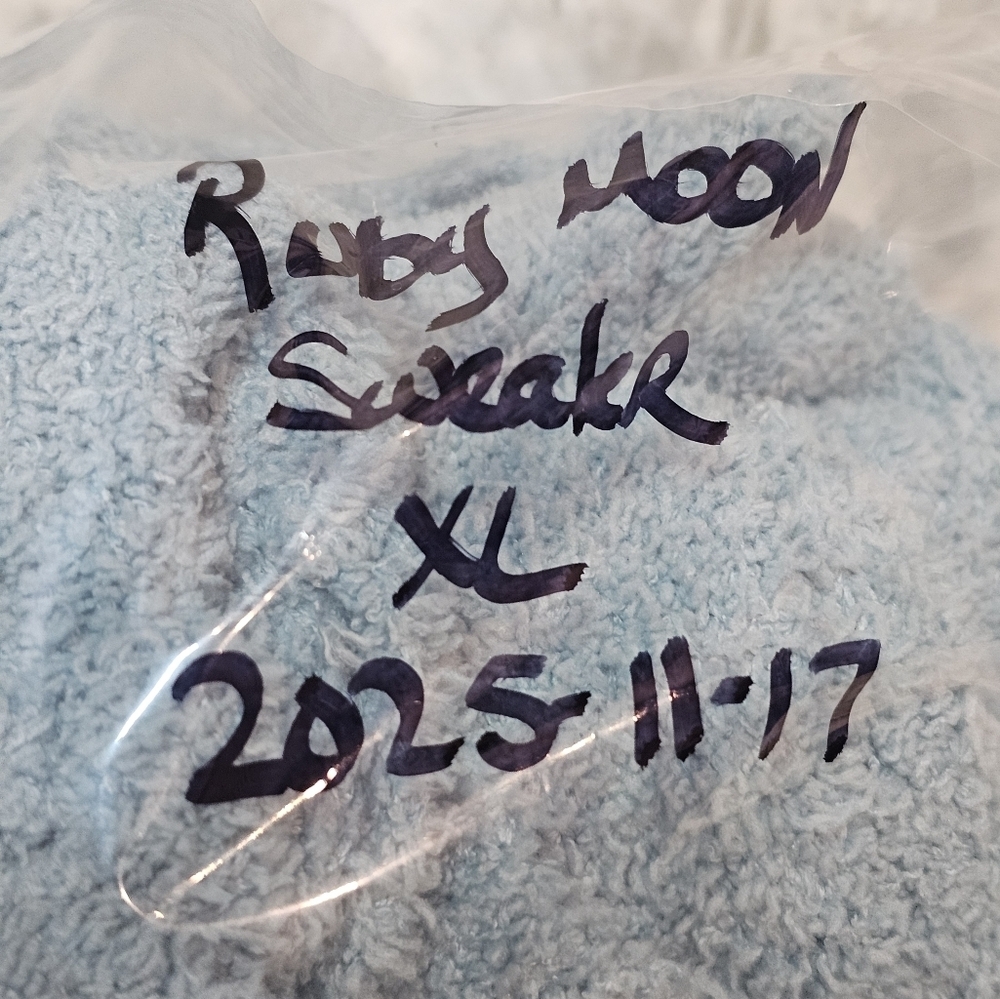 Ruby Moon Blue Plush Cowl Neck Pullover Sweater XL Soft Fuzzy Cozy Teddy Knit - Picture 10 of 10